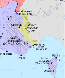 De italienske besættelsesområder i Frankrig 1940 - 1943